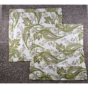 Schweitzer Linens Set of 2 28.5" Square Pillow Shams Green Brown Paisley Print